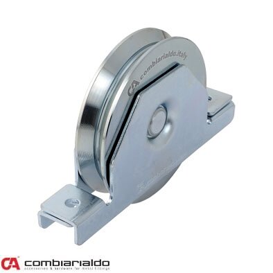 C427IX/80 Kladka ø 80 mm pro zapuštění do jeklu, V profil, nosnost 200 kg, nerezová / AISI304